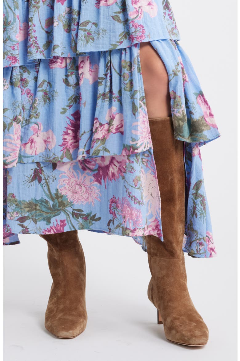 Floral Tiered Ruffle Maxi Skirt, Alternate, color, BLUE GARDEN FLORAL