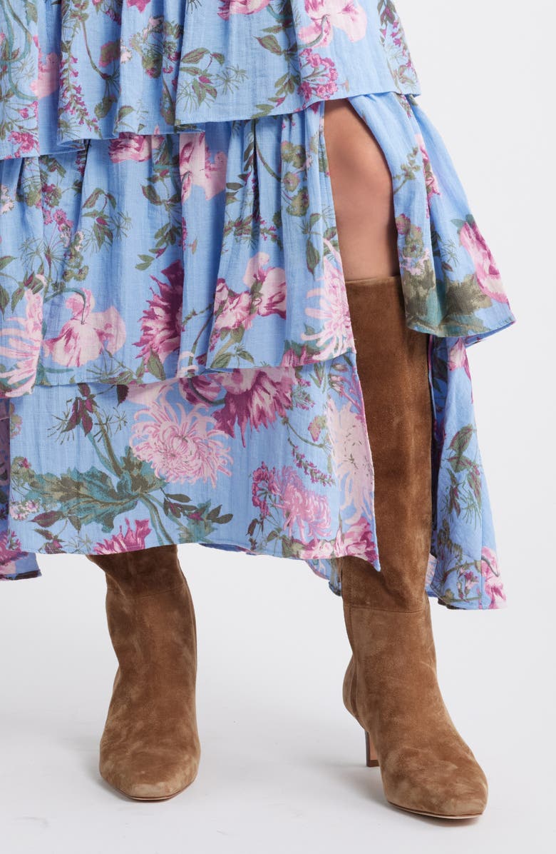 Treasure & Bond Floral Tiered Ruffle Maxi Skirt, Alternate, color, Blue Garden Floral