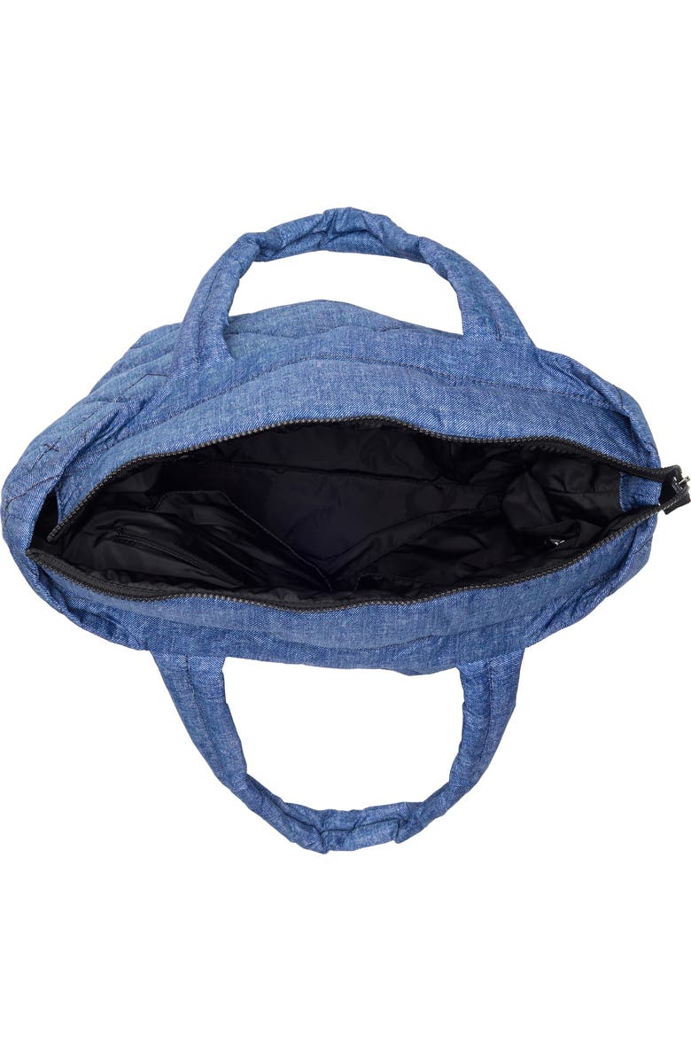 Marc Jacobs Medium Quilted Denim Effect Nylon Tote, Alternate, color, Denim Blue