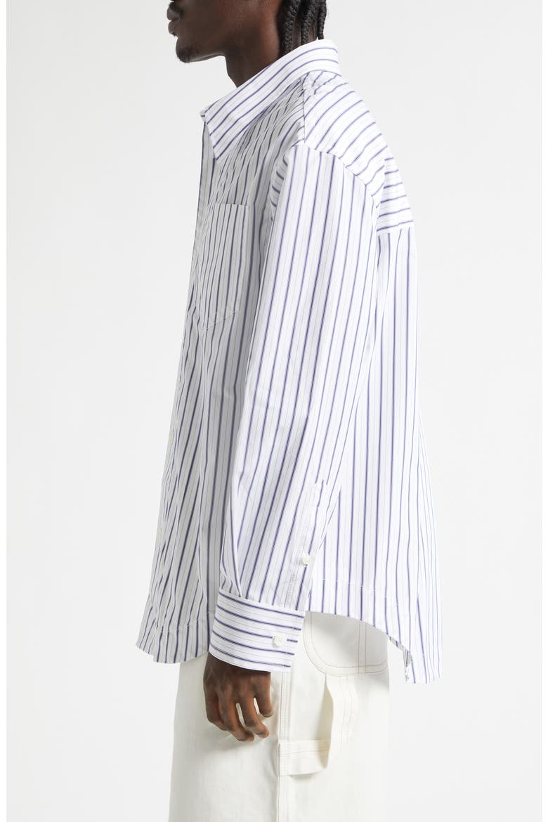 Stripe Cotton Poplin Button-Up Shirt, Alternate, color, BLANC/ ENCRE