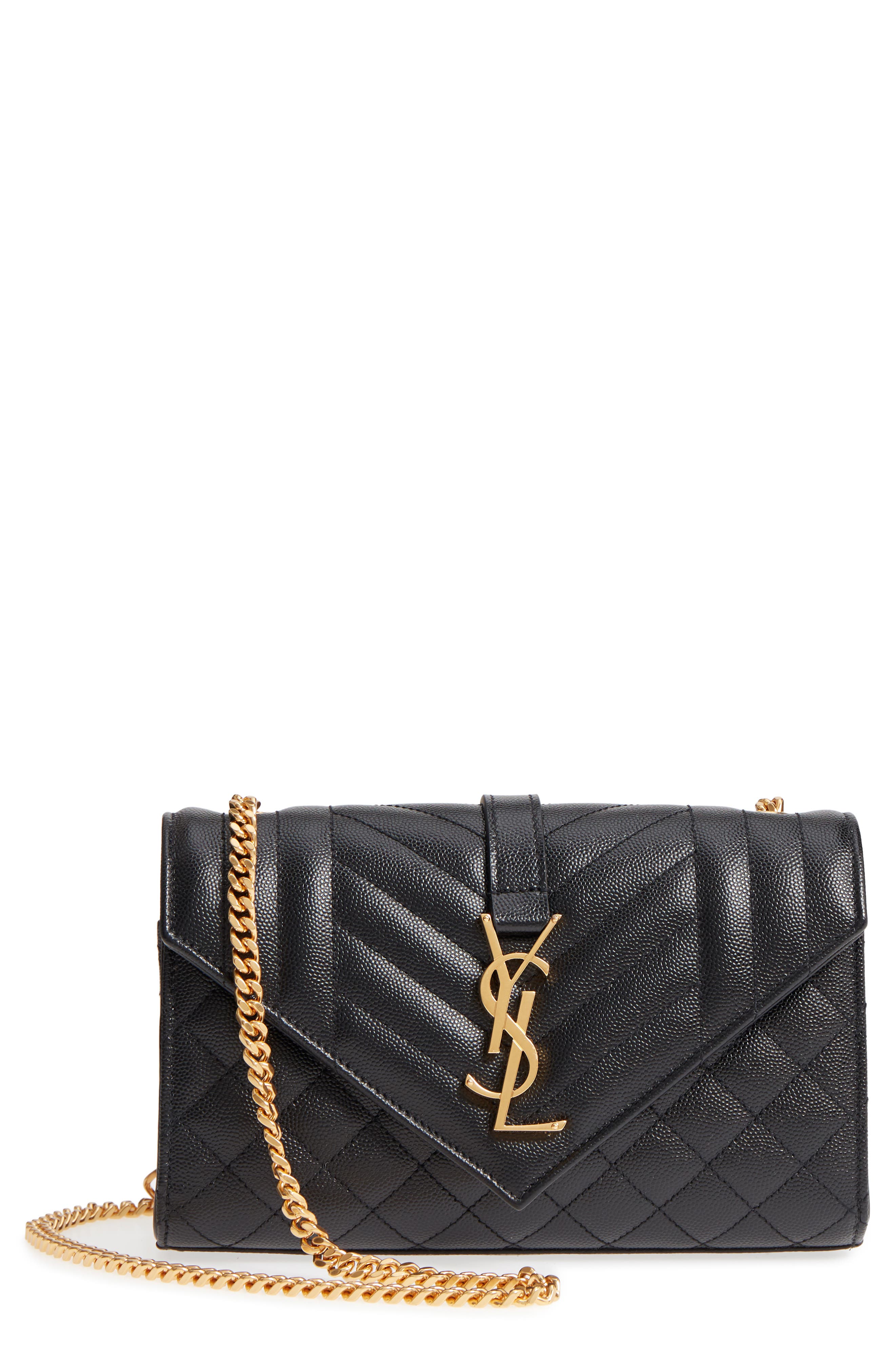 Saint Laurent Small Cassandre Leather Shoulder Bag, Main, color, 