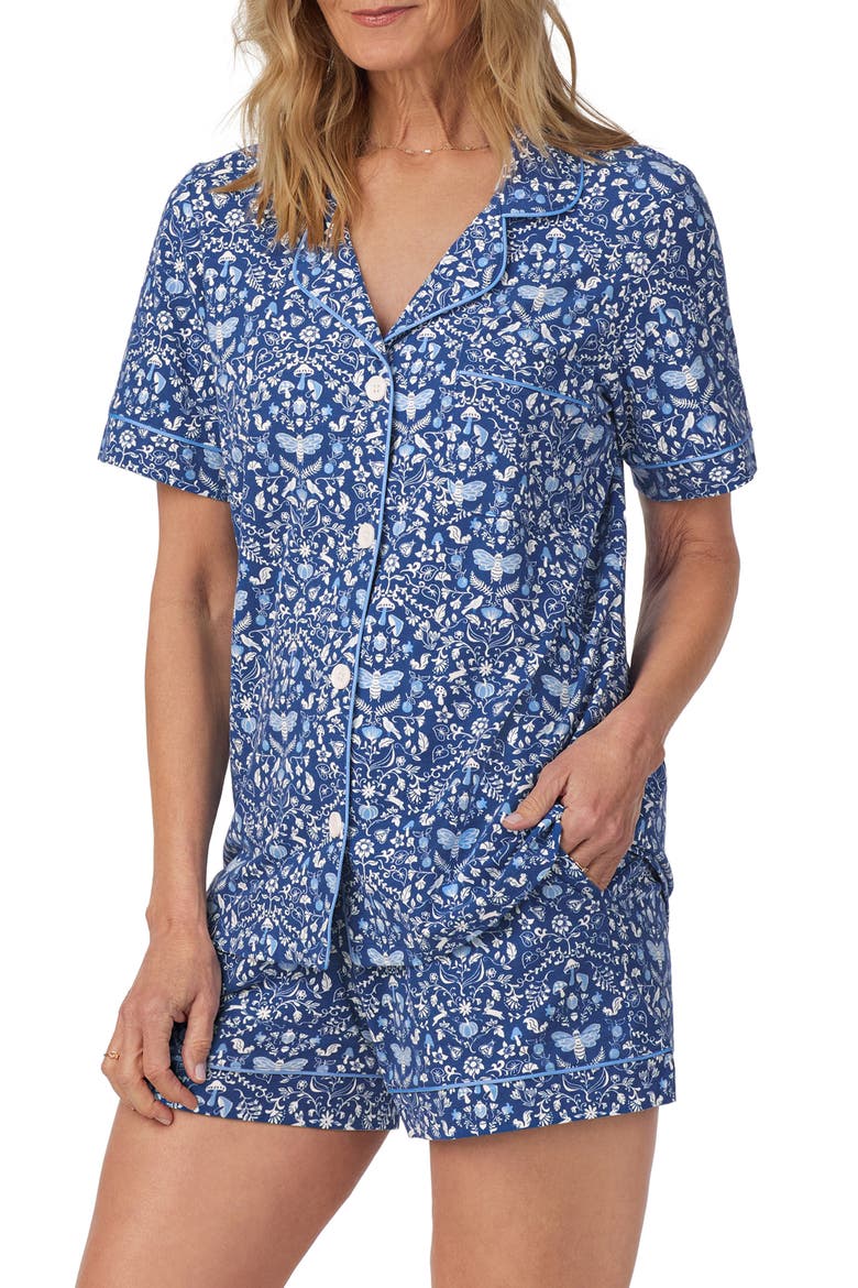 Print Organic Cotton Jersey Short Pajamas, Alternate, color, THROUGH THE WOODS