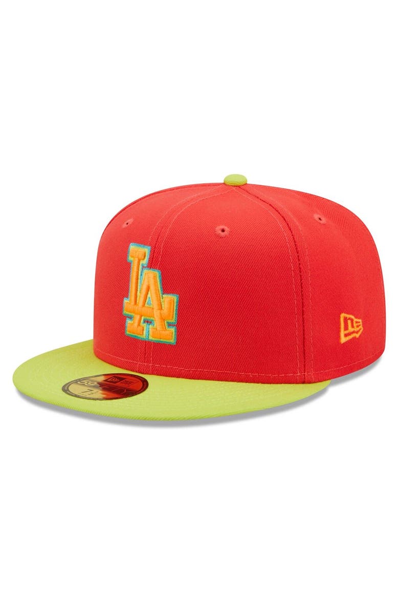 Men's New Era Red/Neon Green Los Angeles Dodgers 1978 World Series  Lava Highlighter Combo 59FIFTY Fitted Hat, Alternate, color, Red