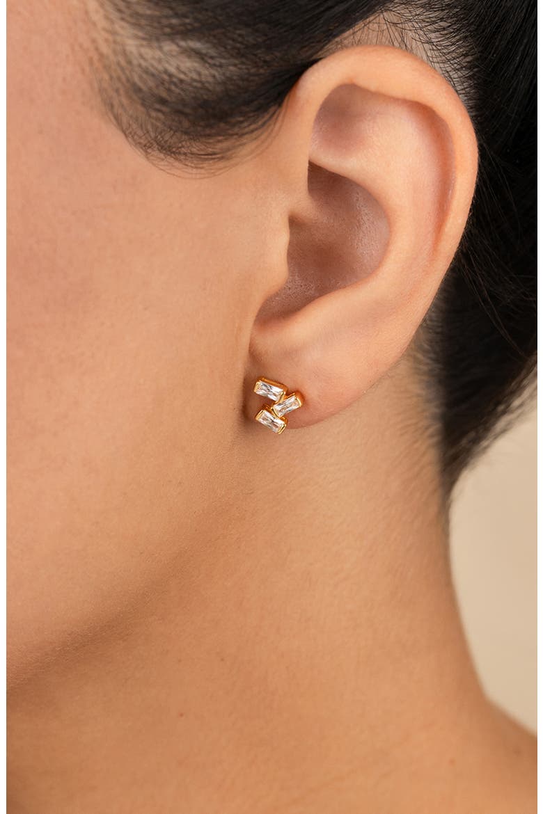 Macy Baguette Cubic Zirconia Stud Earrings, Alternate, color, GOLD