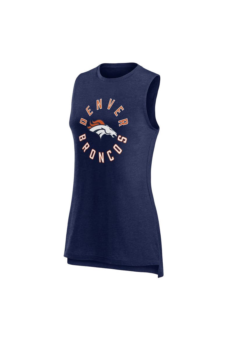 Women's Fanatics Branded  Heather Navy Denver Broncos What Goes Around Tank Top, Alternate, color, Heather Navy
