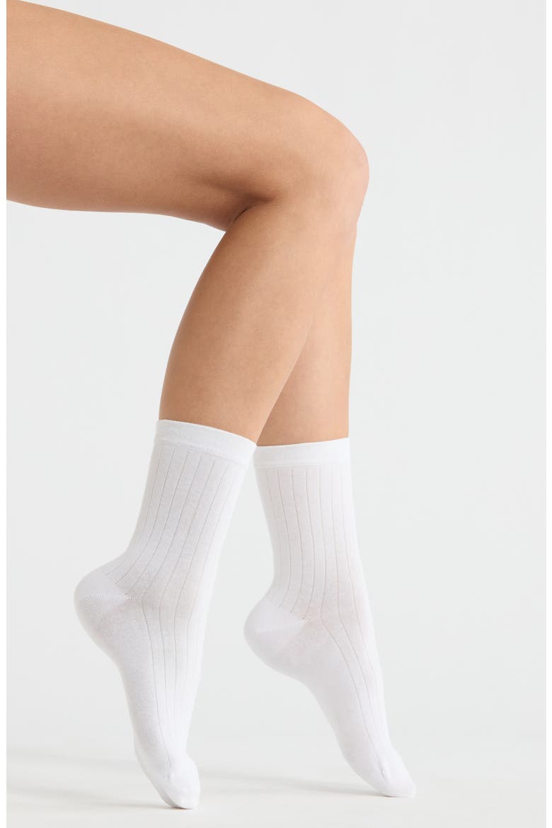 Ribbed Dress Socks, Main, color, WHITE