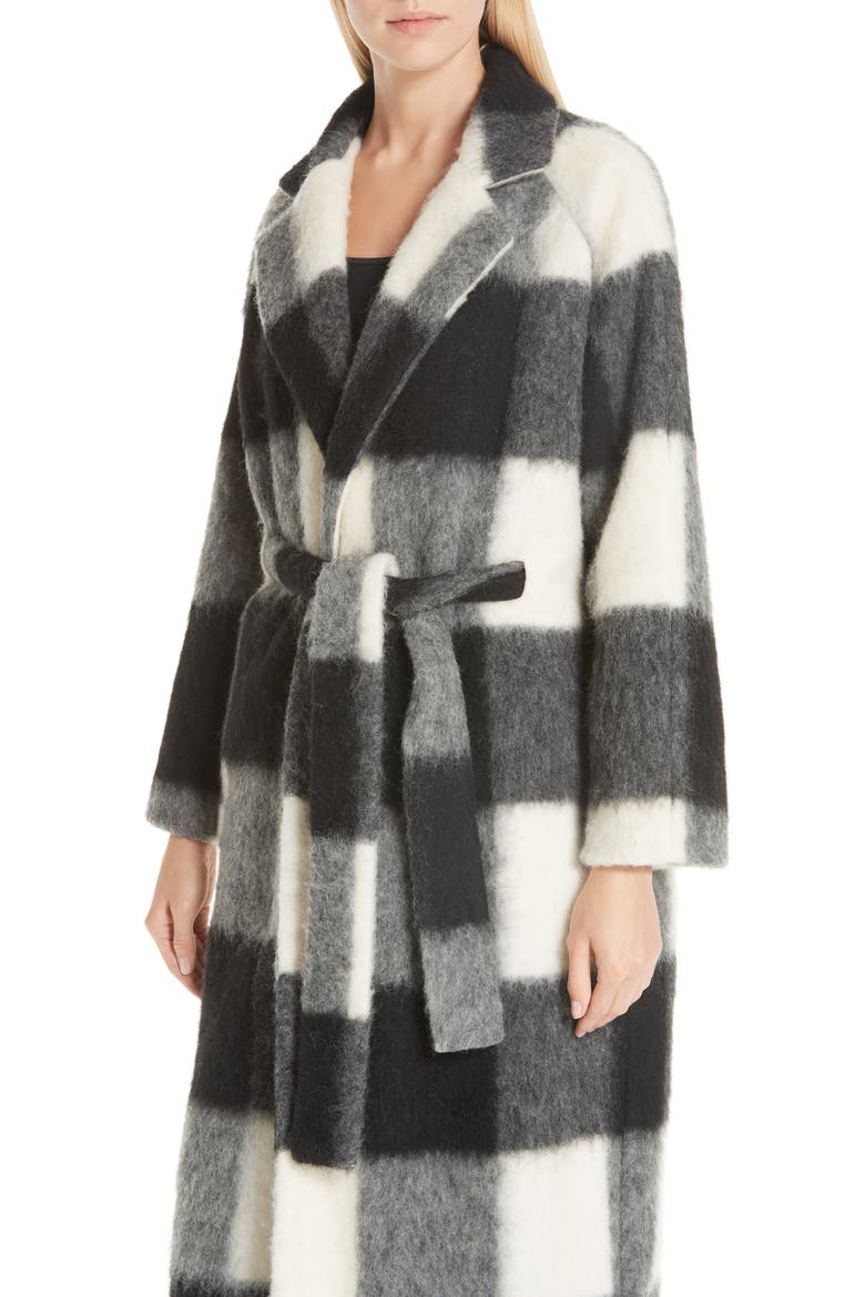 Pattern Wool Blend Coat, Alternate, color, EGRET 135