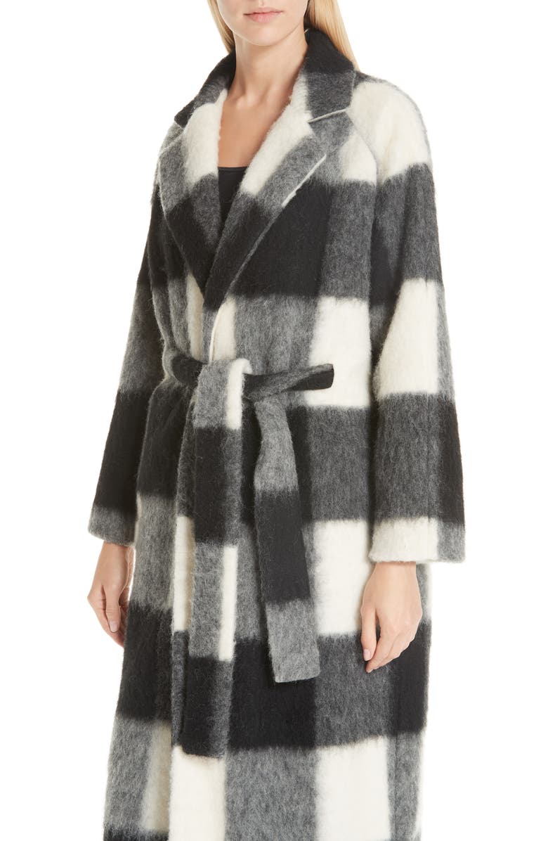 Ganni Pattern Wool Blend Coat, Alternate, color, 