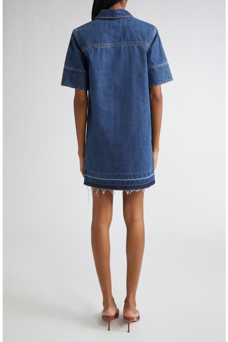 Felice Frayed Hem Denim Shirtdress, Alternate, color, STONED BRIGHT BLUE