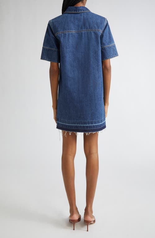 Veronica Beard Felice Frayed Hem Denim Shirtdress In Blue