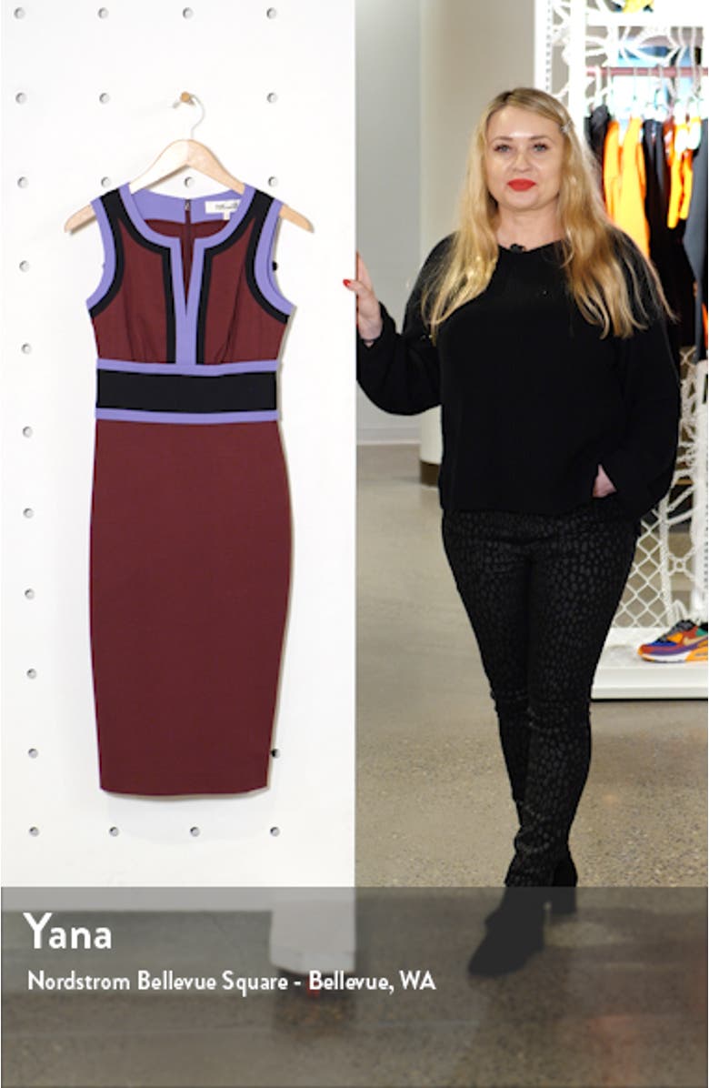 Maribel Colorblock Sleeveless Sheath Dress, sales video thumbnail