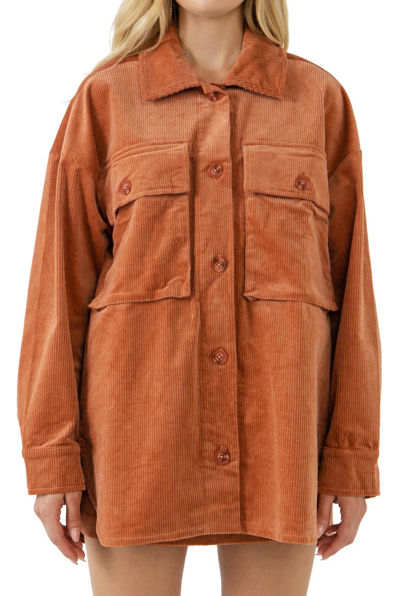 Corduroy Oversize Jacket, Alternate, color, RUST