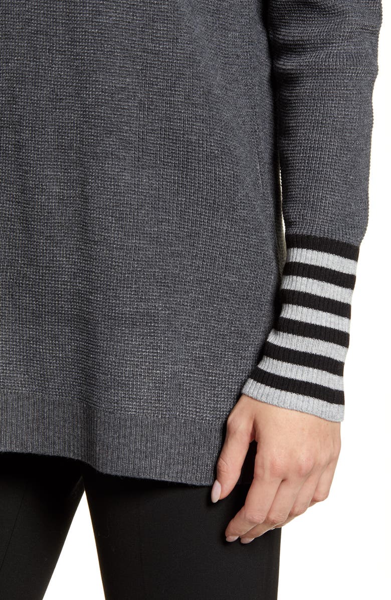 Vince Camuto V-Neck Stripe Cuff Sweater, Alternate, color, 