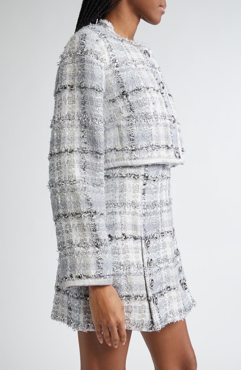 Dolce&Gabbana Check Raschel Tweed Crop Jacket, Alternate, color, S8100 Quadri-Check-Tartan