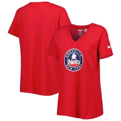 Women's Nike Red Brooklyn Nets Local Performance V-Neck T-Shirt