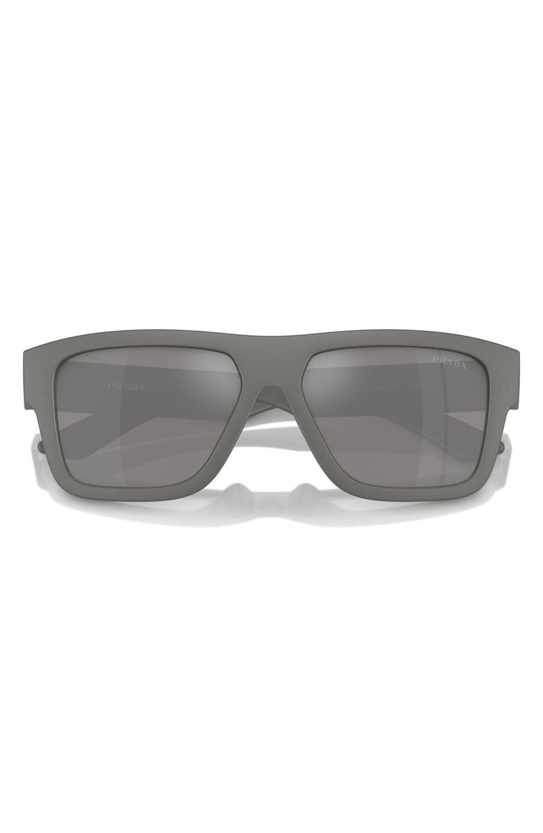 Prada Linea Rossa 56mm Square Sunglasses, Alternate, color, Grey Silver