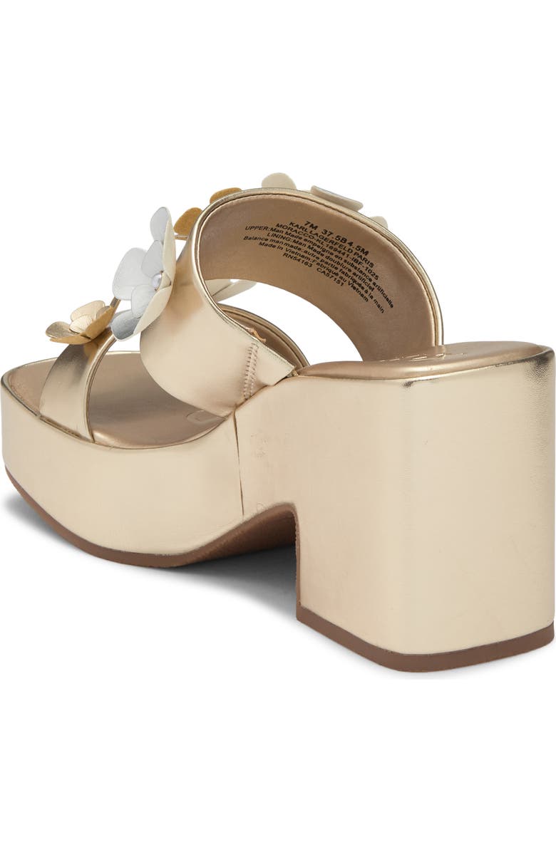 KARL LAGERFELD PARIS Moracco Flower Platform Slide Sandal, Alternate, color, White Gold