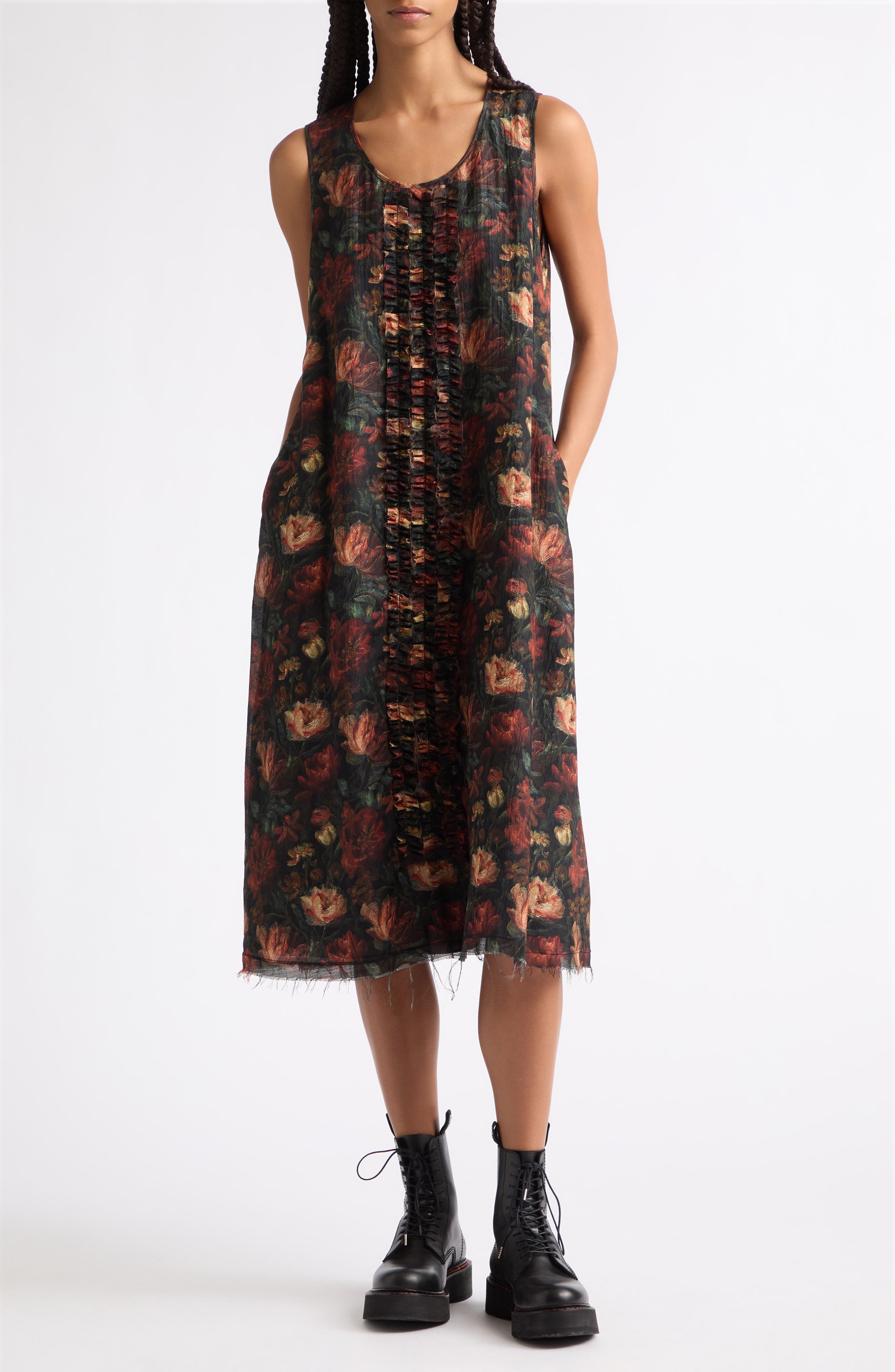 selected RED BLACK LARGE FLORAL