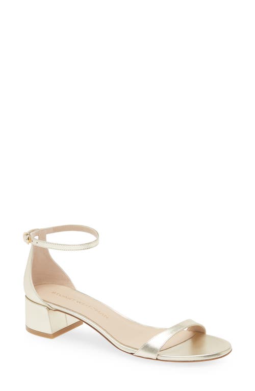 Stuart Weitzman Nudist Metallic Ankle-strap Sandals In Light Gold