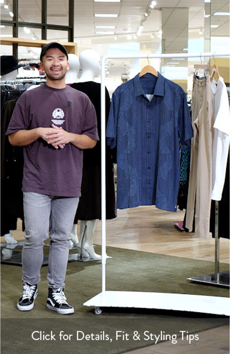 Bali Border Floral Jacquard Short Sleeve Silk Button-Up Shirt, sales video thumbnail