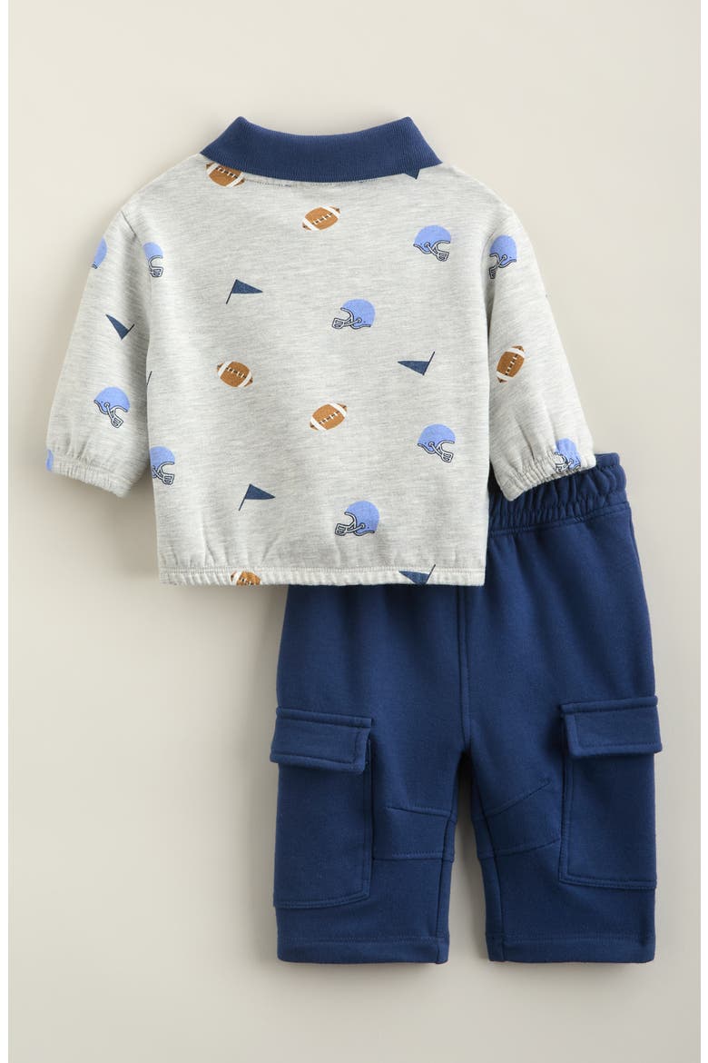 Cozy Polo & Cargo Pants Set, Alternate, color, GREY HEATHER SPORTY- NAVY