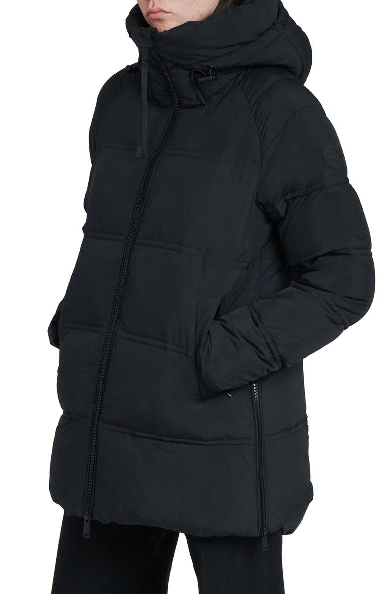 The Recycled Planet Company Orva Water Resistant Hooded Down Puffer Jacket, Alternate, color, Black