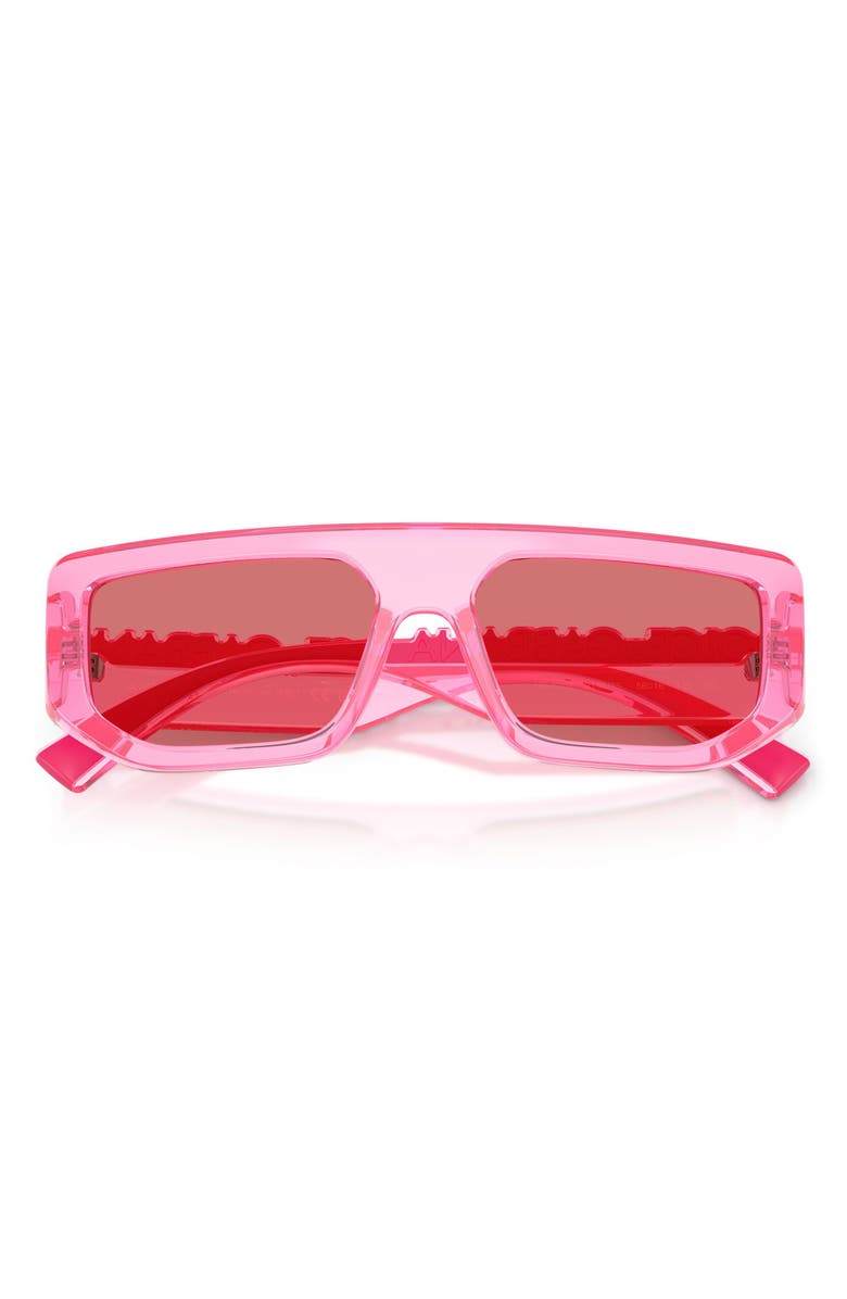 Dolce&Gabbana 56mm Rectangular Sunglasses, Alternate, color, Transparent Pink / Red