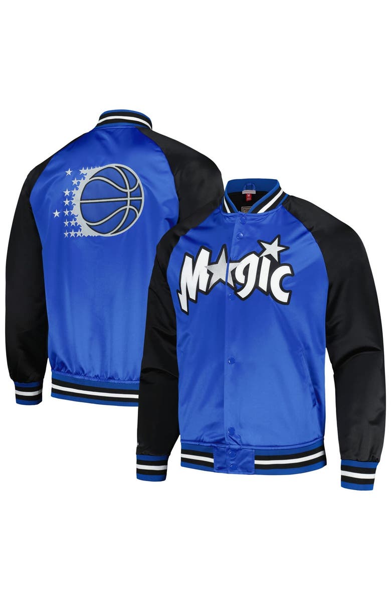 Mitchell & Ness Men's Mitchell & Ness Blue Orlando Magic Double Clutch Satin Raglan Full-Snap Jacket, Main, color,