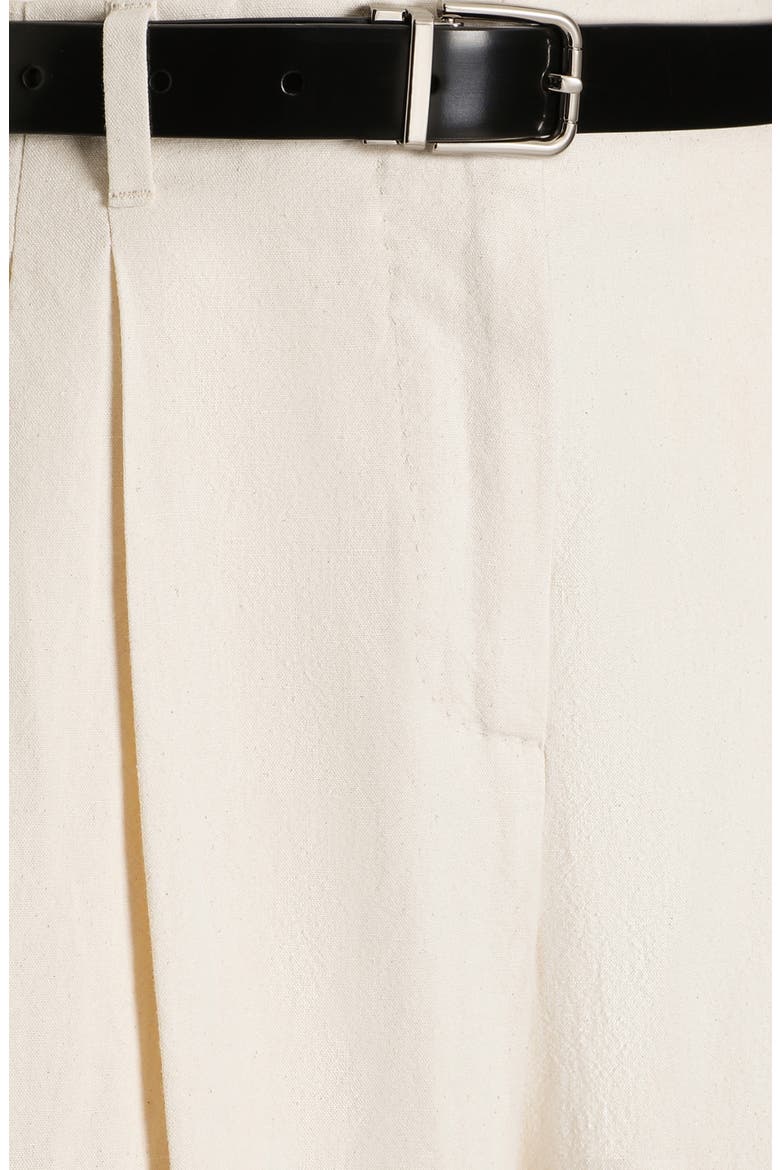 Pleated Wide Leg Cotton & Linen Pants, Alternate, color, W0001 NATURAL WHITE