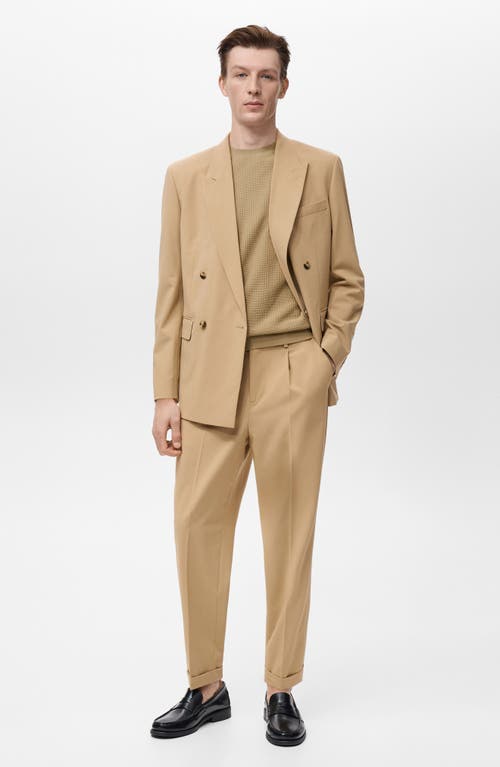 Mango Tailored Slim Fit Pants In Brown