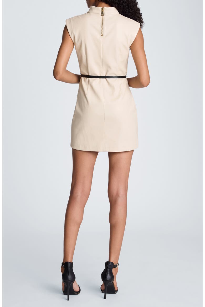 Sleeveless Faux Leather Minidress, Alternate, color, OYSTER