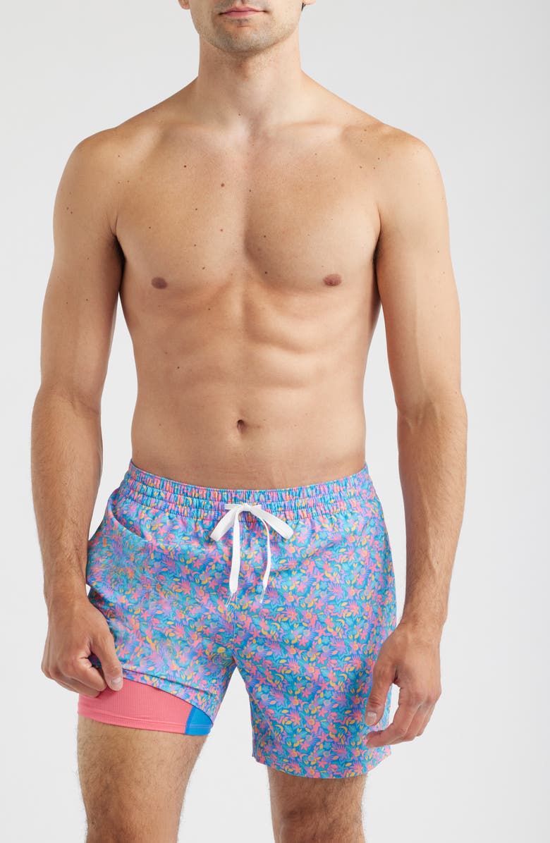 Chubbies The Spades Floral Swim Trunks, Alternate, color, Medium Blue