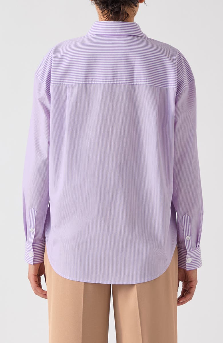 LK Bennett Pip Stripe Corsage Button-Up Shirt, Alternate, color, Purple