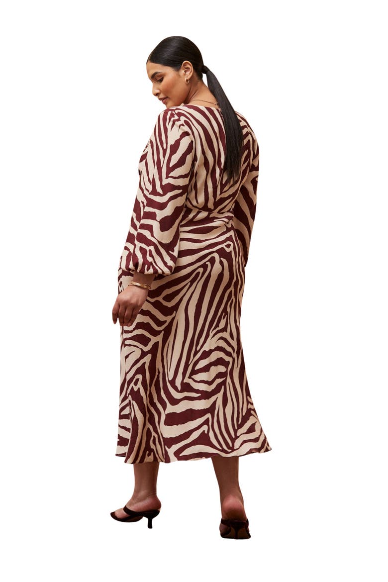 Animal Stripe Long Sleeve Dress, Alternate, color, Cream