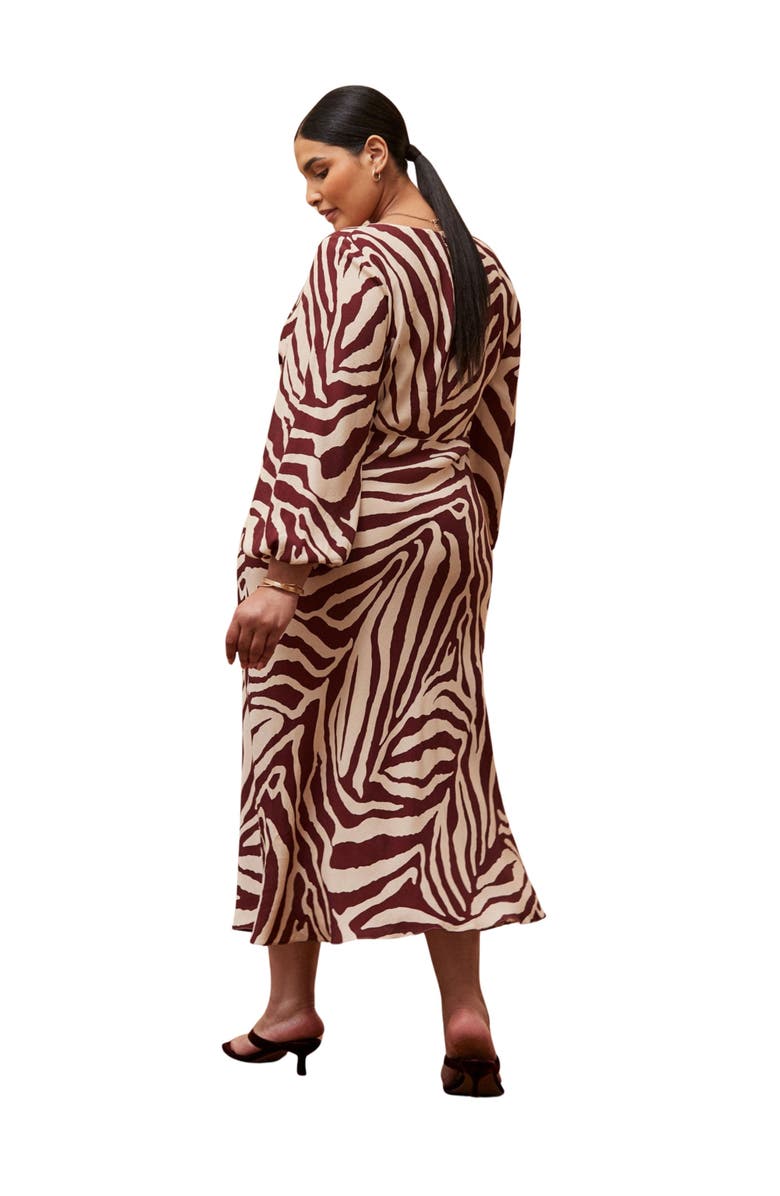 Live Unlimited Animal Stripe Long Sleeve Dress, Alternate, color, Cream