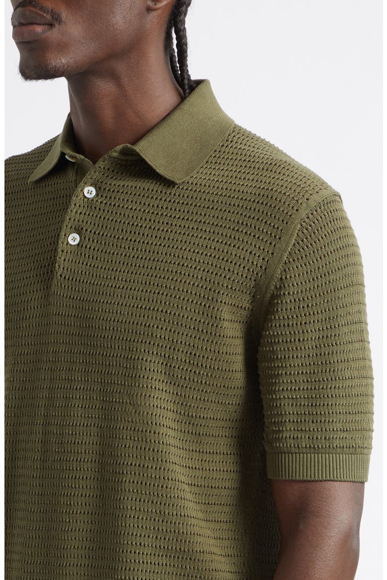 Cotton Mesh Polo Sweater, Alternate, color, OLIVE