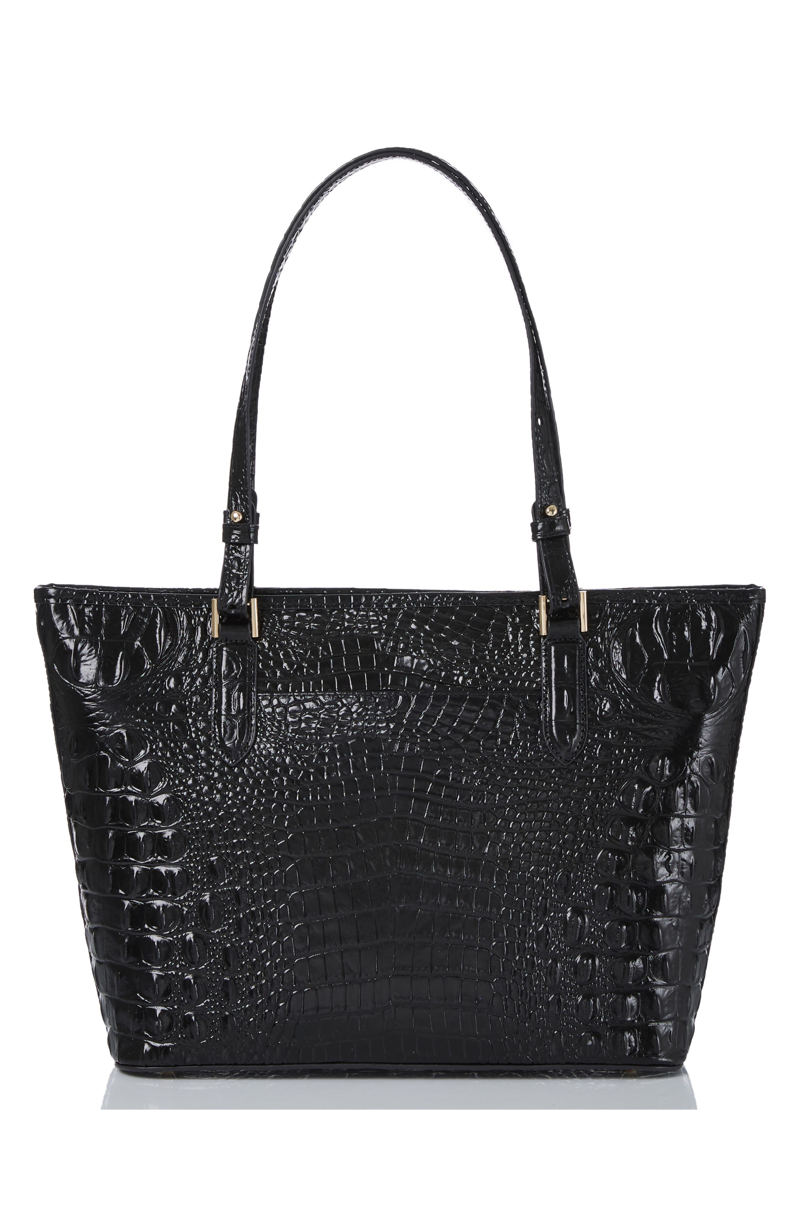 Brahmin Medium Asher Croc Embossed Leather Tote, Alternate, color, Black