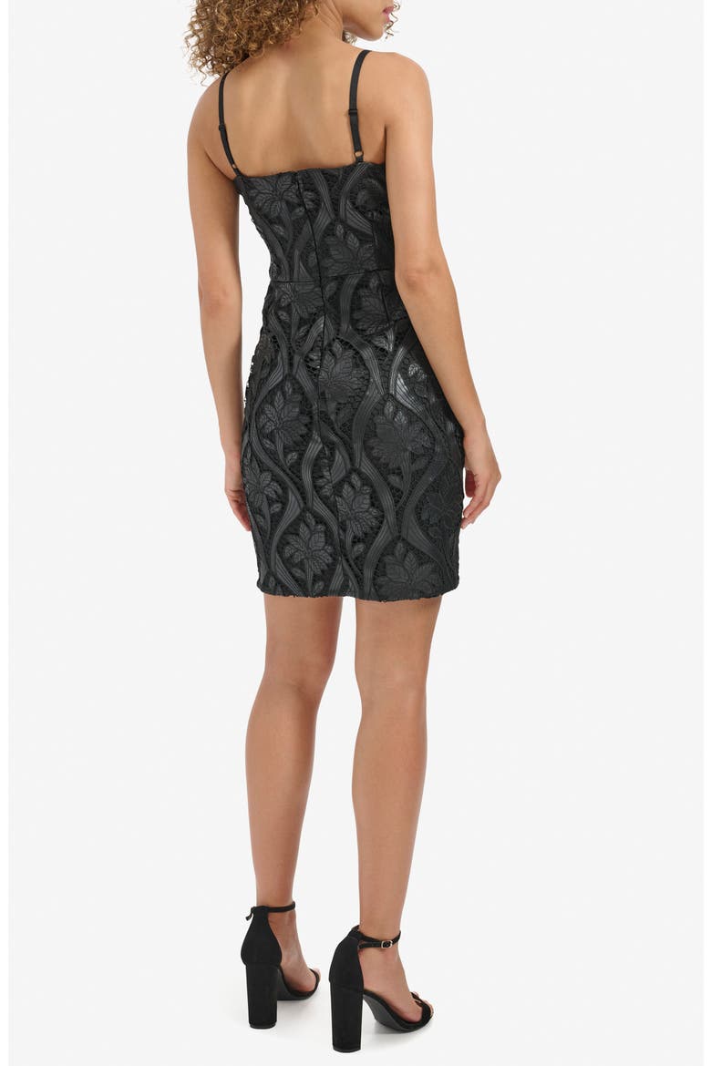 Embroidered Lace Minidress, Alternate, color, BLACK