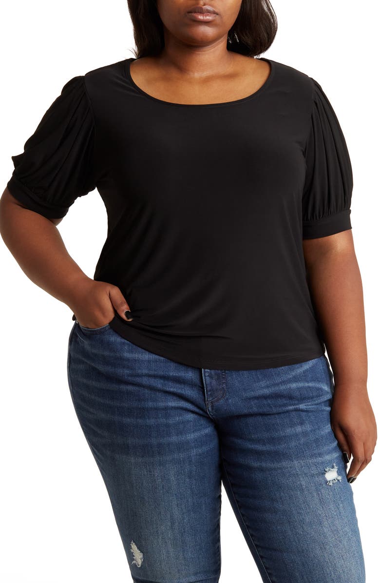 Carmen Marc Valvo Puff Sleeve Top, Main, color, 