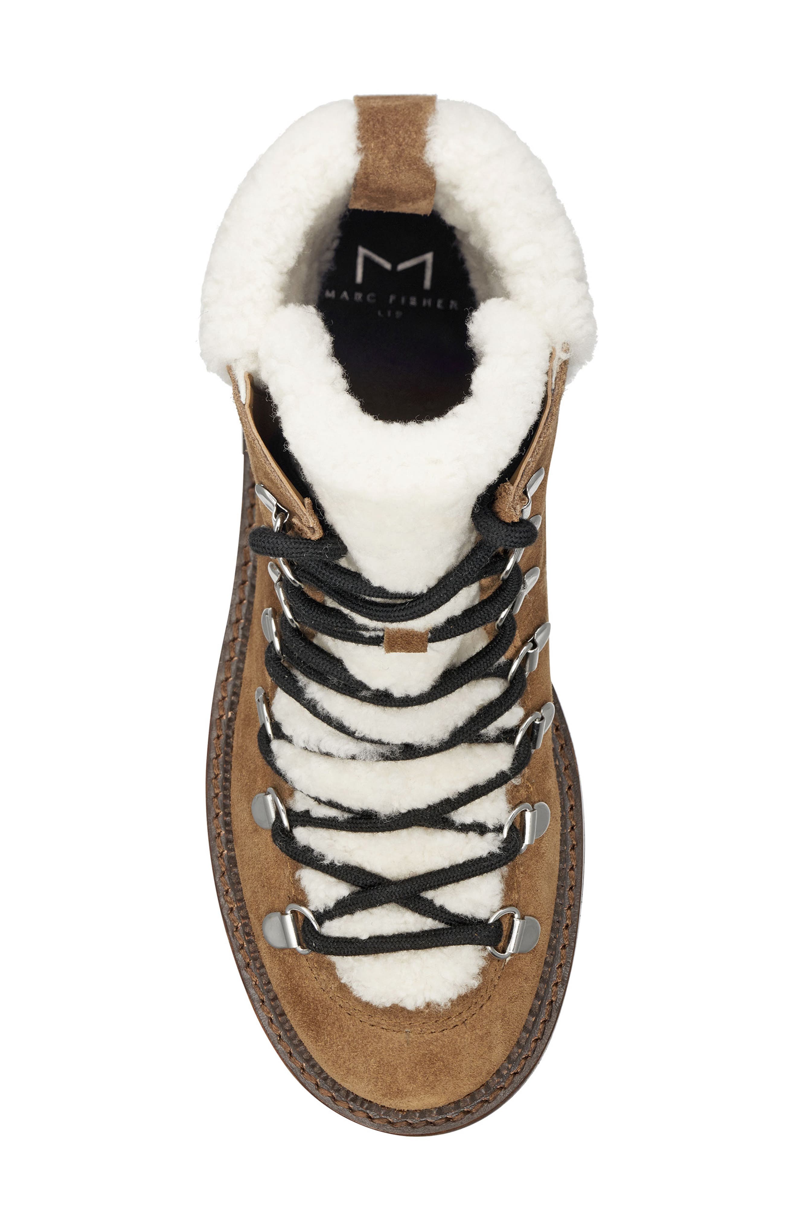 Marc Fisher LTD Capell Genuine Shearling Cuff Lace-Up Boot, Alternate, color, 