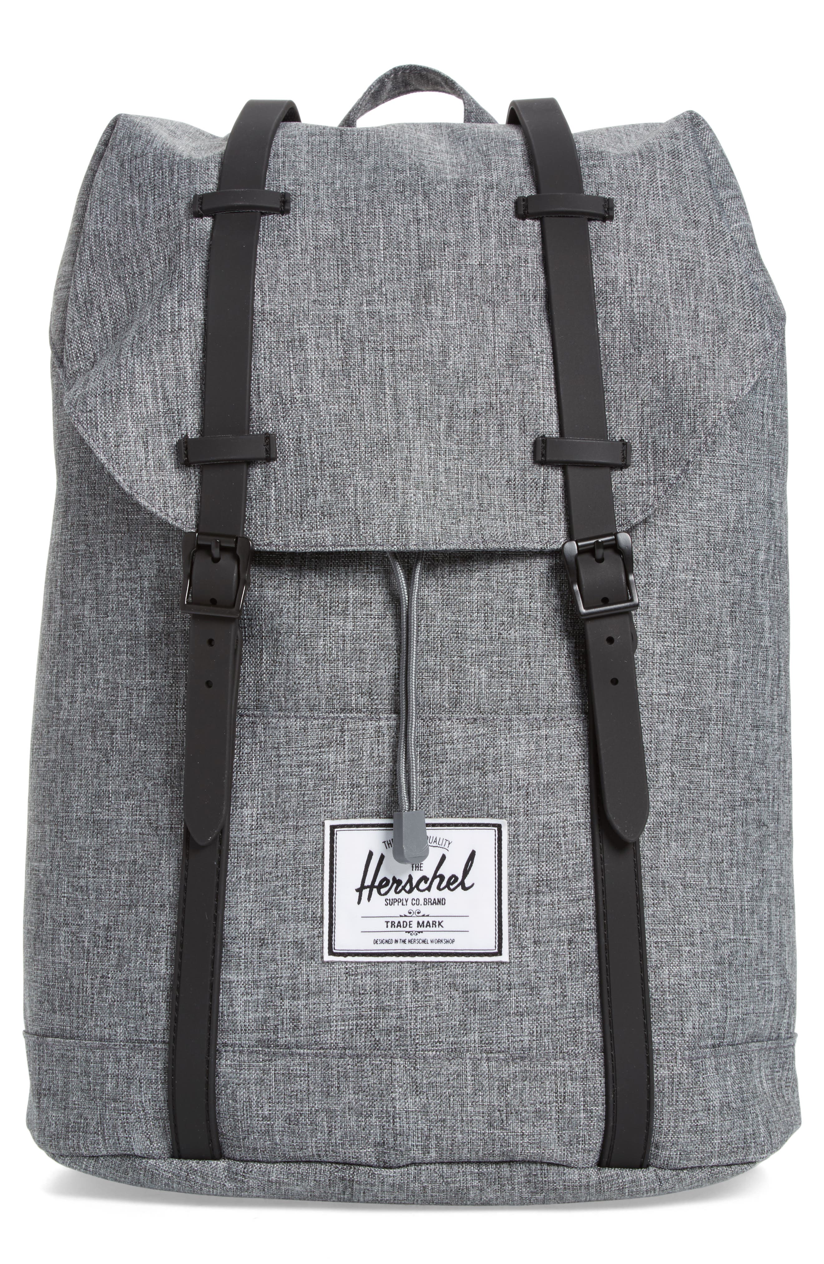 Herschel Supply Co. Retreat Backpack, Main, color, Raven Crosshatch