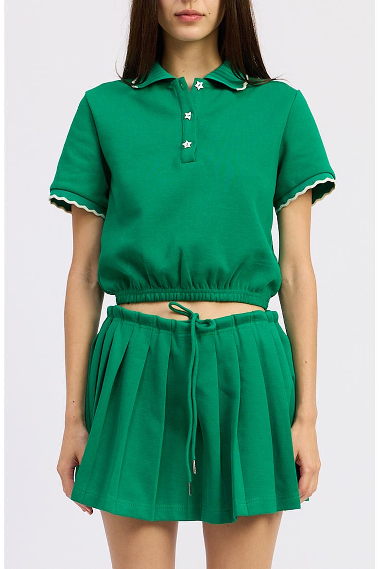 Sonnet Crop Cotton Blend Polo, Main, color, GREEN