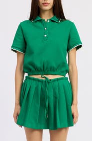 JACQUIE THE LABEL Sonnet Crop Cotton Blend Polo