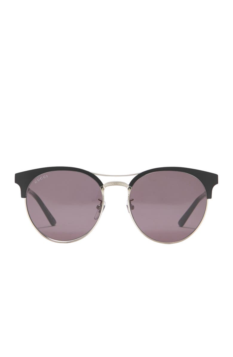 Gucci 56mm Core Sunglasses, Alternate, color, Matte Black Shiny Silver