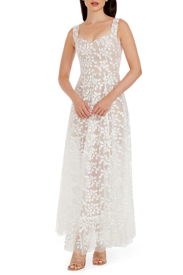 Anabel Semisheer Sweetheart Neck Gown, Main, color, OFF WHITE