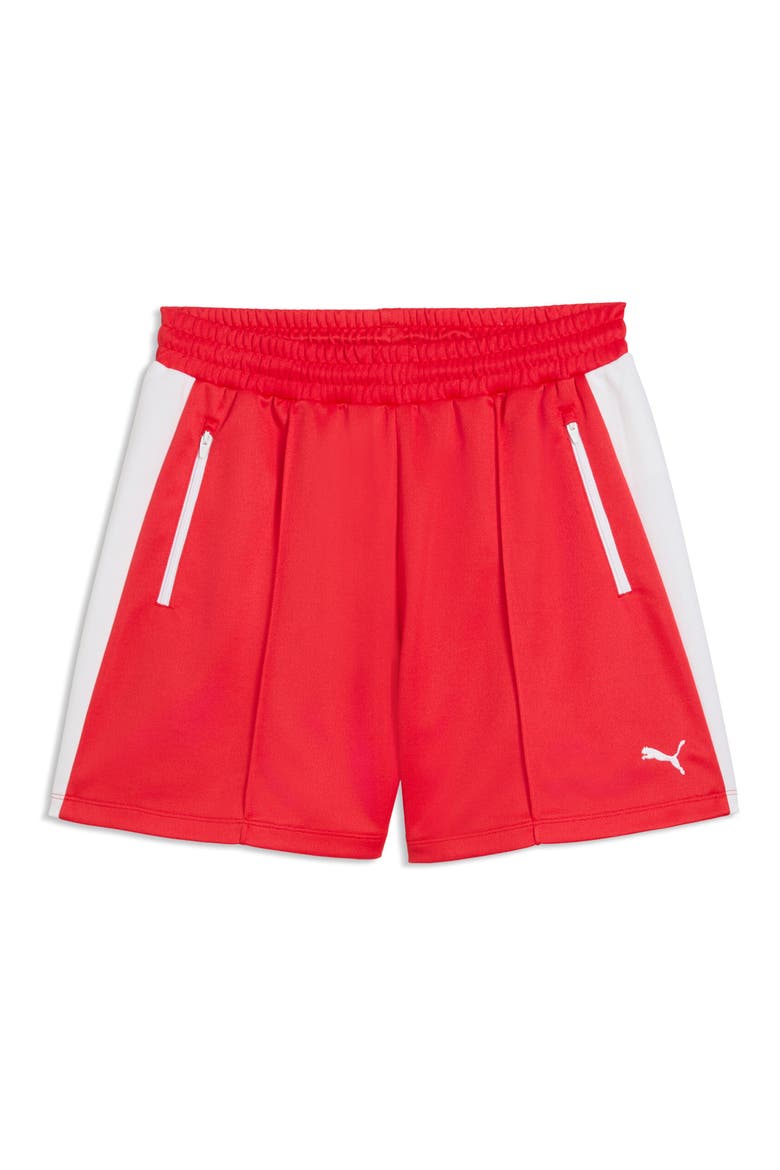 T7 Relzed Pintuck Shorts, Alternate, color, FOR ALL TIME RED