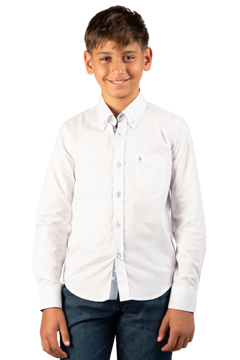 Kids' Oxford Long Sleeve Button Down Shirt, Main, color, WHITE