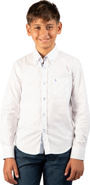 TailorByrd Kids' Oxford Long Sleeve Button Down Shirt