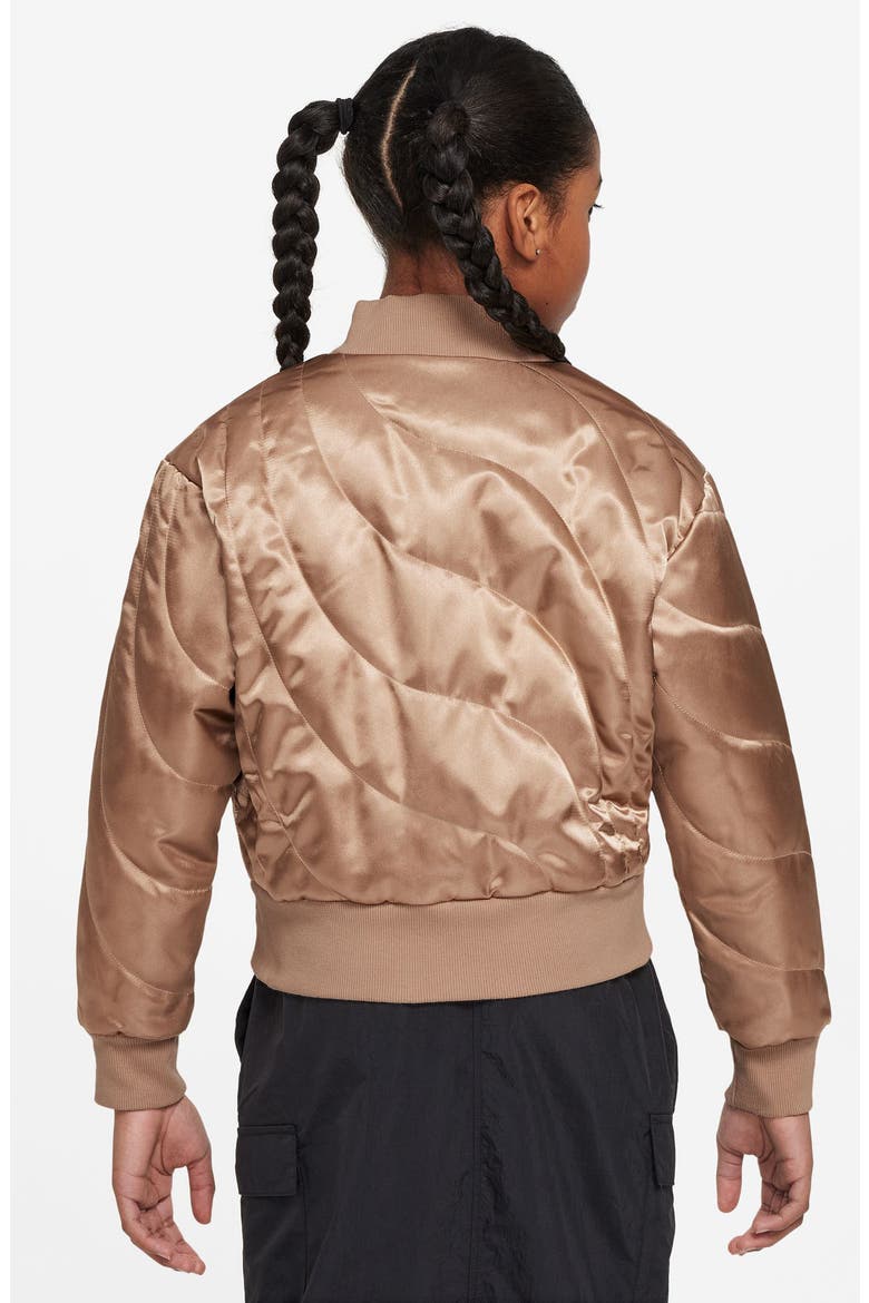 Kids' Sportswear Quilted Bomber Jacket, Alternate, color, HEMP/ WHITE