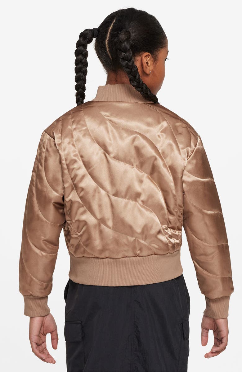 Nike Kids' Sportswear Quilted Bomber Jacket, Alternate, color, Hemp/ White